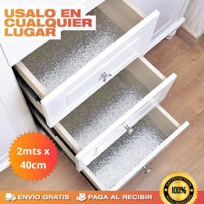 Protector de Cocina Autoadhesivo de Aluminio 2 mts x 40 cm – Fácil de Limpiar y Resistente