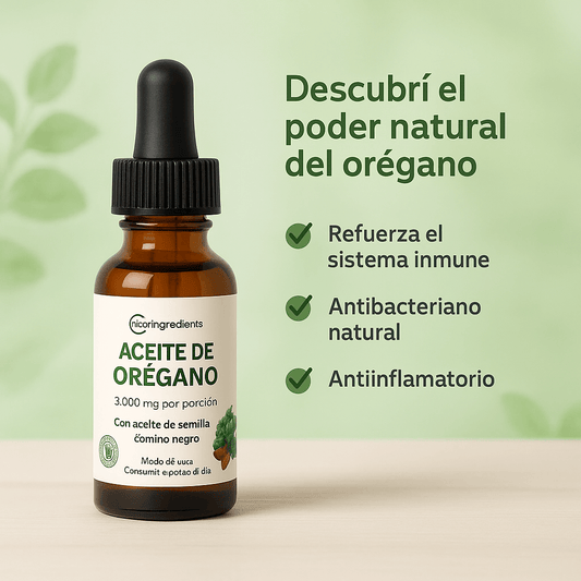 🌿 Fortalece tus defensas y digestión con Aceite de Orégano 100% Natural
