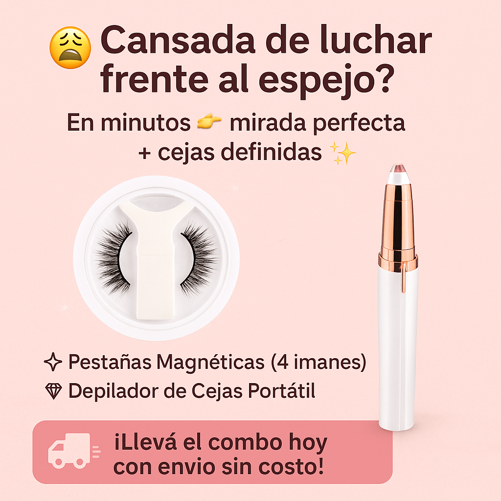 Resaltá tu belleza natural en segundos 💖 Kit de Pestañas Magnéticas + Depilador Portátil de Cejas