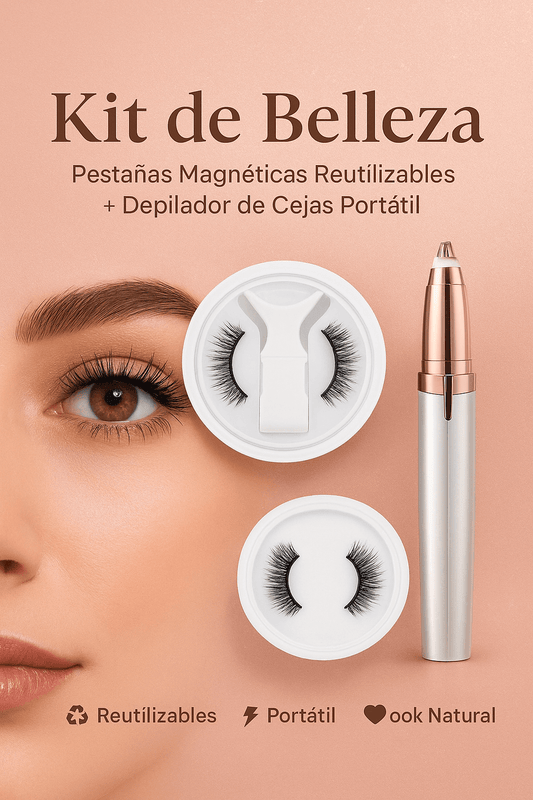 Resaltá tu belleza natural en segundos 💖 Kit de Pestañas Magnéticas + Depilador Portátil de Cejas