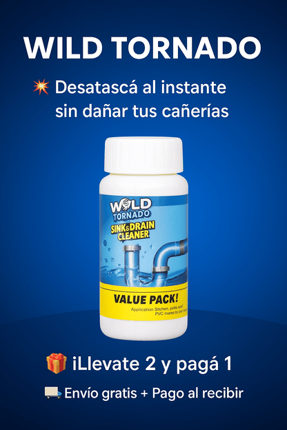 WILD TORNADO – Solución Efectiva para Desagües Atascados | Seguro y Fácil de Usar