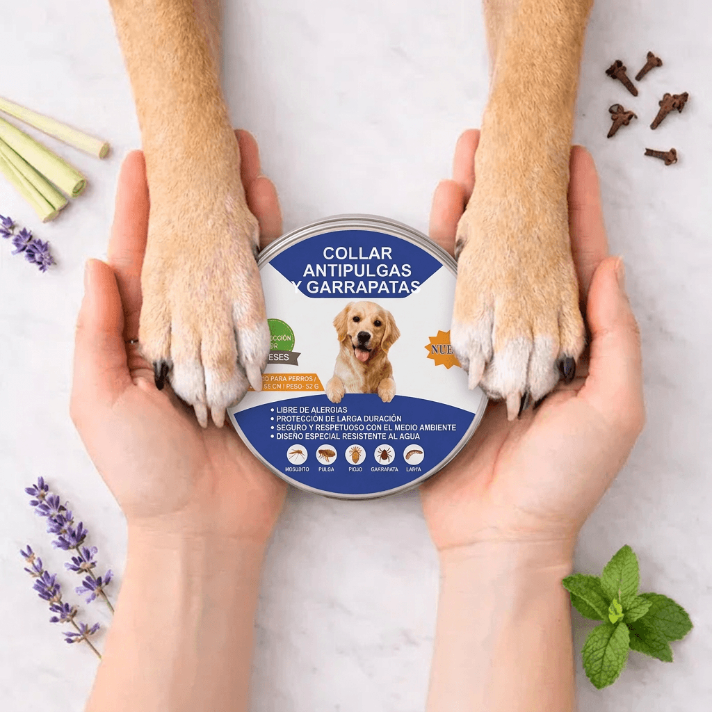 COLLAR ANTIPULGAS Y GARRAPATAS — Protección Natural Para Tu Perro